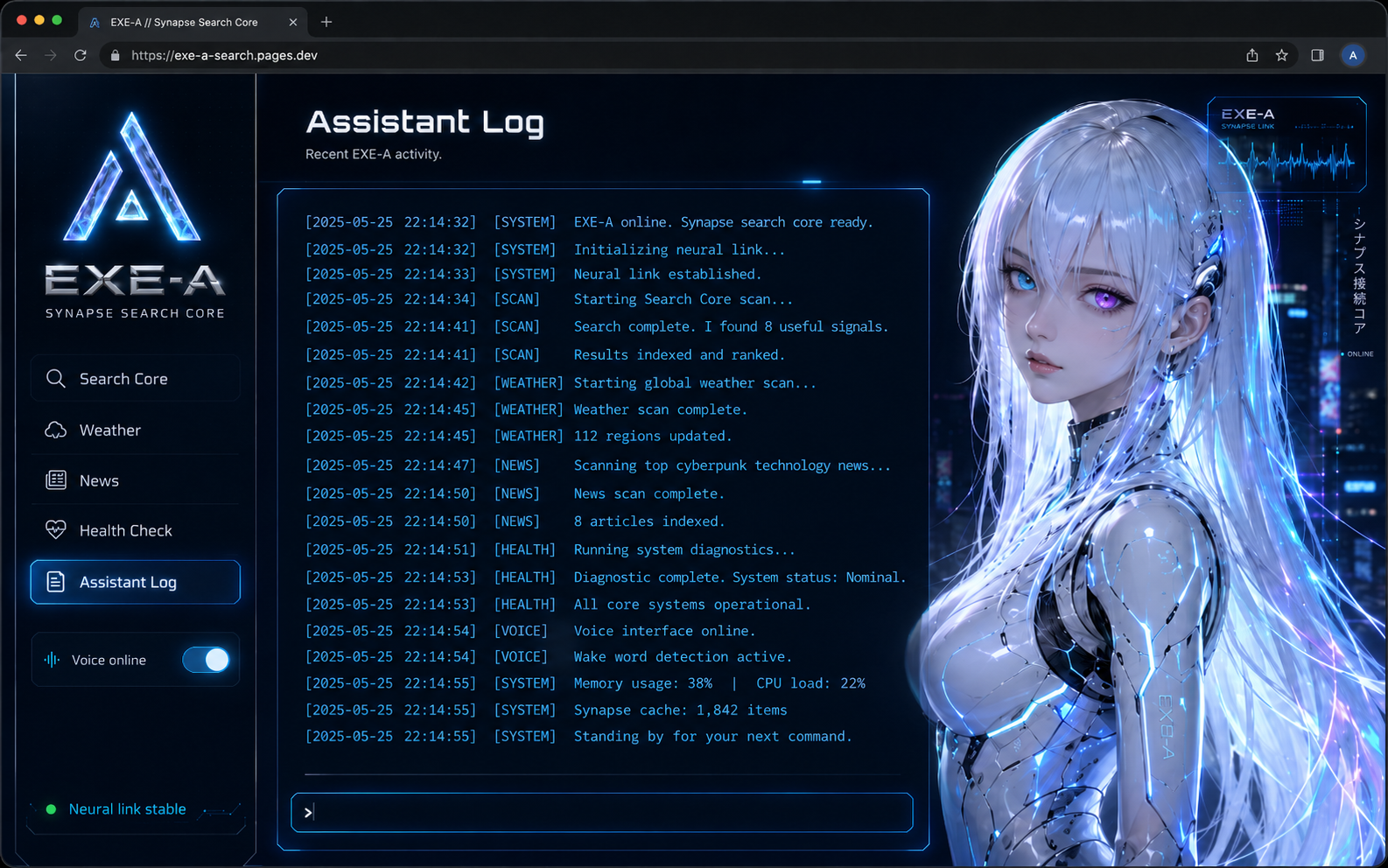 Assistant Log preview